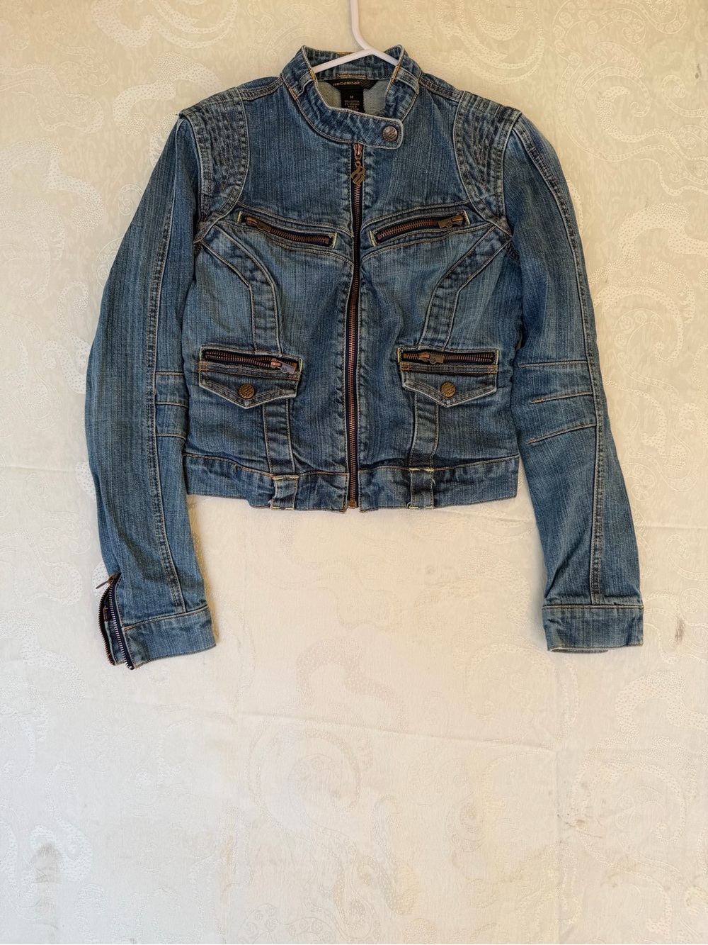 Y2K Rocawear Fitted Blue Denim Moto Jacket